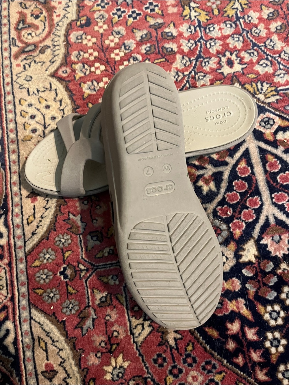 CROCS Women’s Tan Dual Comfort Slide Sandals - Picture 2 of 2